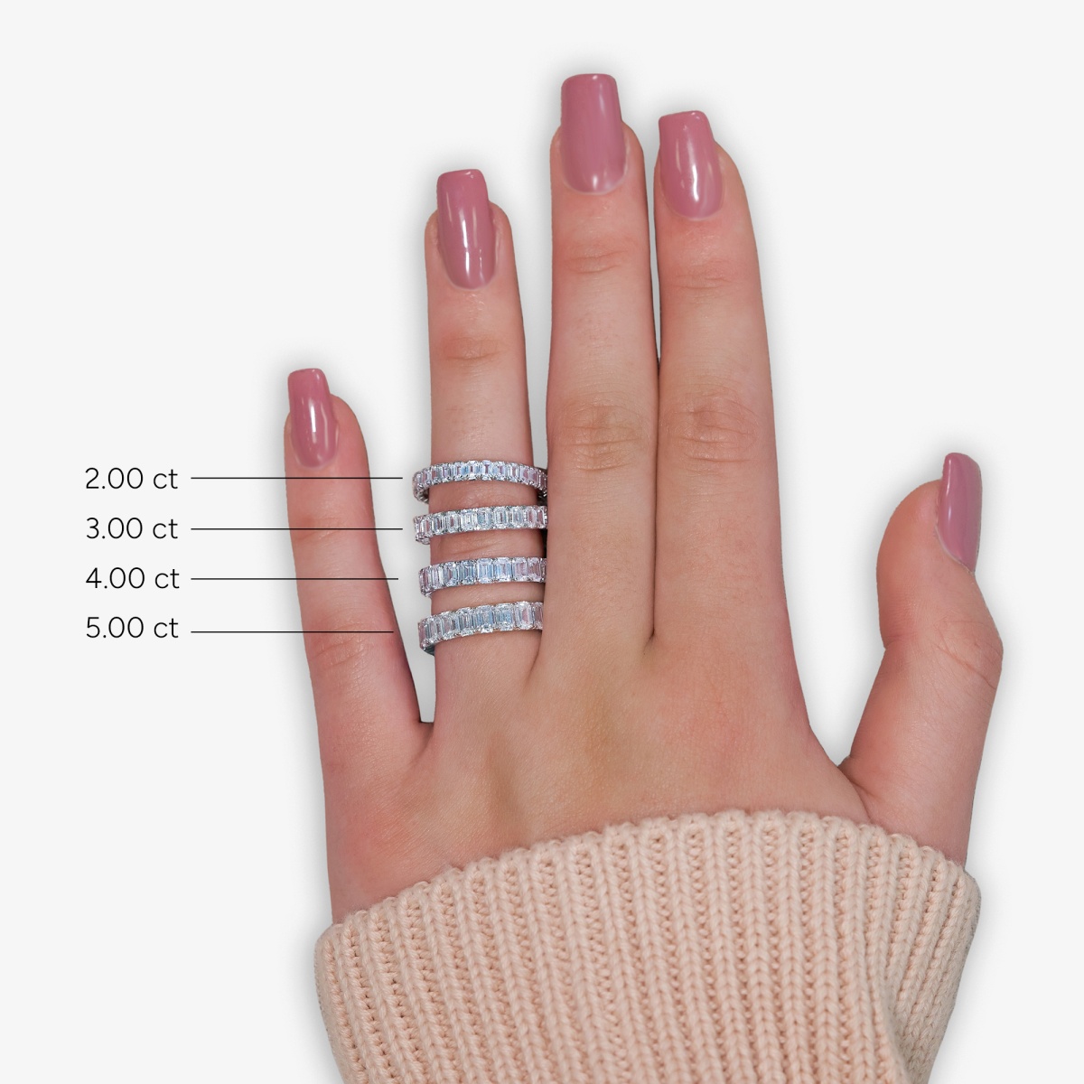 Additional Image 2 for  2 ctw Emerald Lab Grown Diamond Eternity Band - 3mm Width